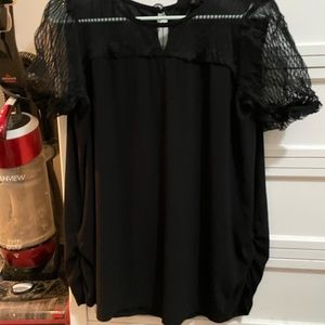 Black Lace Sleeve Blouse